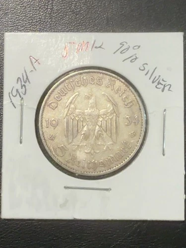 1934 Germany 5 Reichsmark — photo from another recent sale