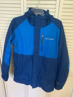 Columbia Interchange Omni-Tech Blue Waterproof Hooded Men's Jacket Size S