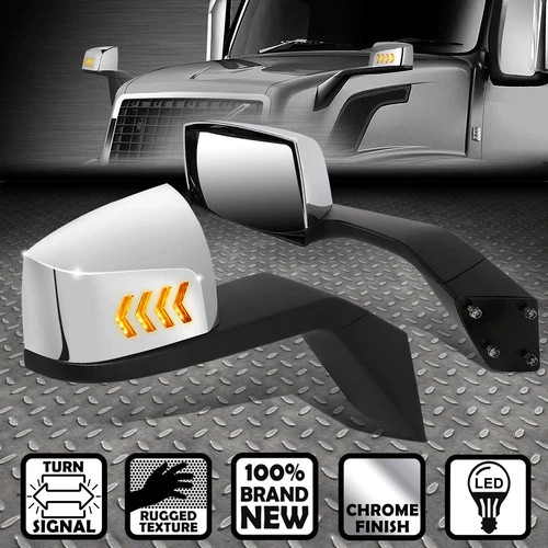 [SEQUENTIAL LED ARROW SIGNAL]FOR 04-18 VOLVO VN SERIES MANUAL SIDE HOOD MIRRORS