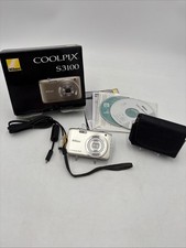 Nikon CoolPix S3100 14.0MP Digital Camera Silver Bundle Battery Tested & Working