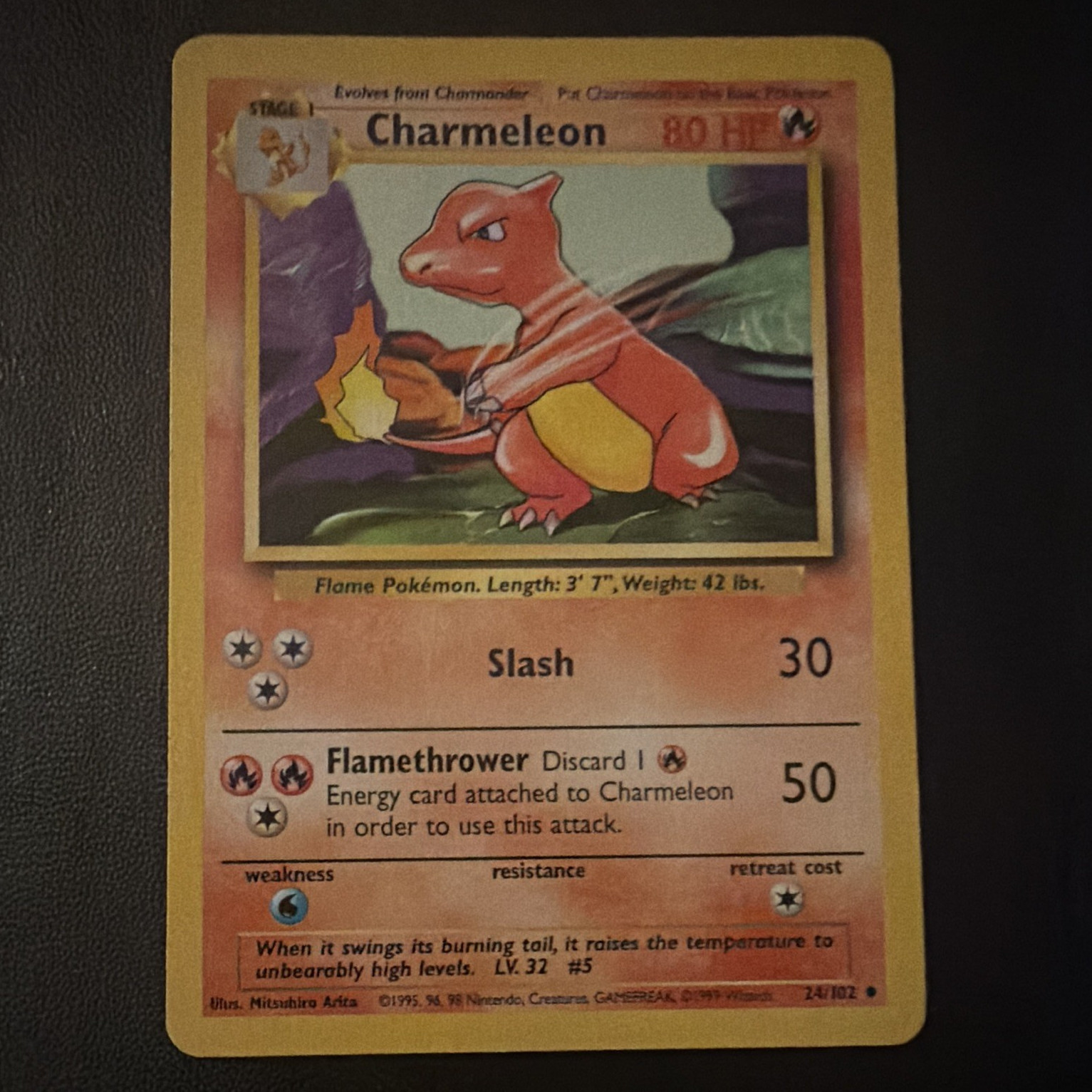 Nintendo Charmeleon 24/102 Base Set Regular Uncommon Unlimited Eng 1999 80 HP