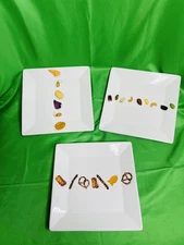 4 Macy's The Cellar WHITE SQUARE  Pretzels Salad Dessert Appetizer Plates