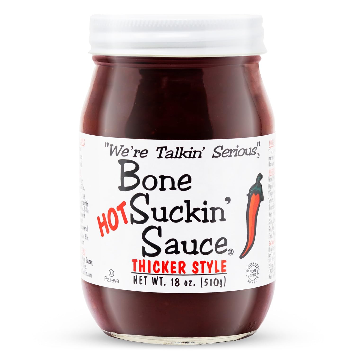 Bone Suckin Gourmet Foods BBQ Sauce, Thicker Hot, 16 Ounce 1 Pound (Pack of 1) 