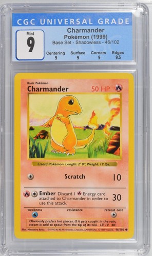 Charmander (Shadowless) graded CGC 9 for sale on eBay