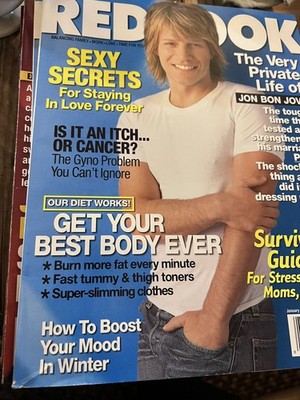 2004 January Redbook Magazine, Jon Bon Jovi heavy hair metal rock roll cover 