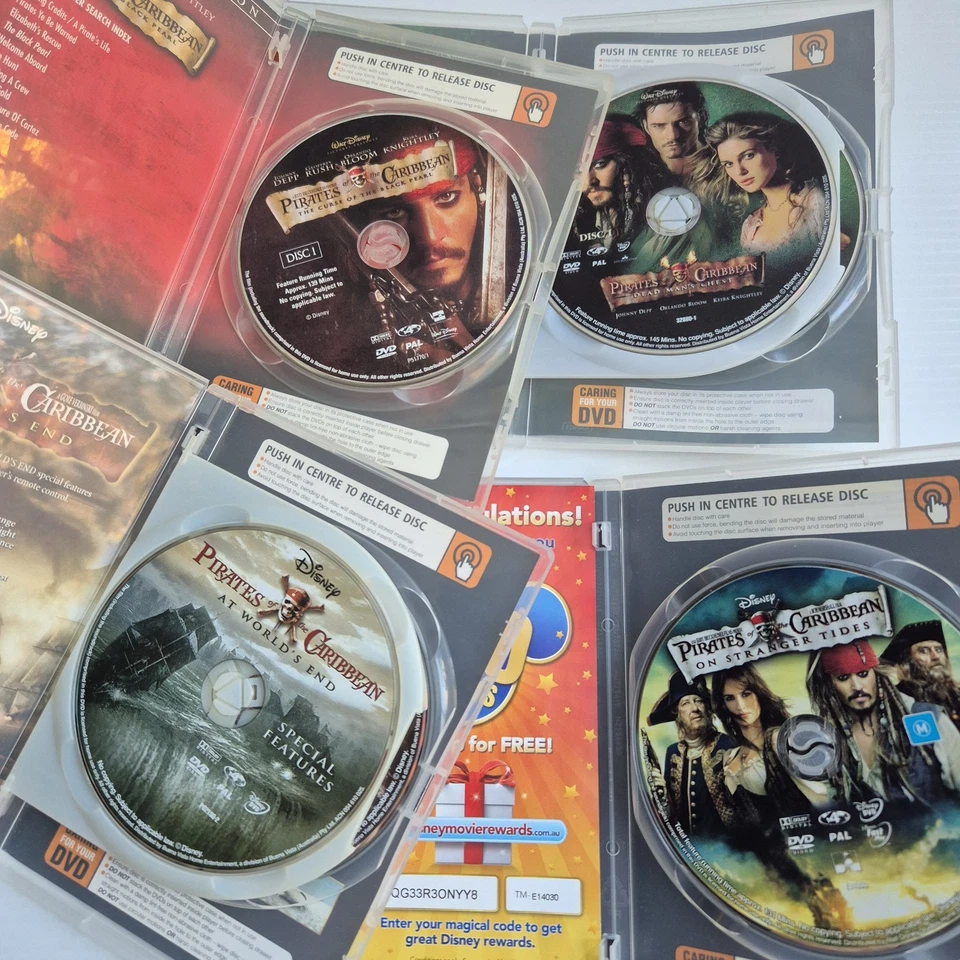 Pirates of the Caribbean 1-4 DVD Bundle PAL Region 4 New J21a303 - Image 4 of 4