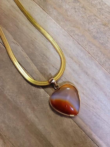 Genuine Natural Carnelian Crystal Choker Necklace Gold Tone Carnelian Healing Cr - 第 7/8 張圖片