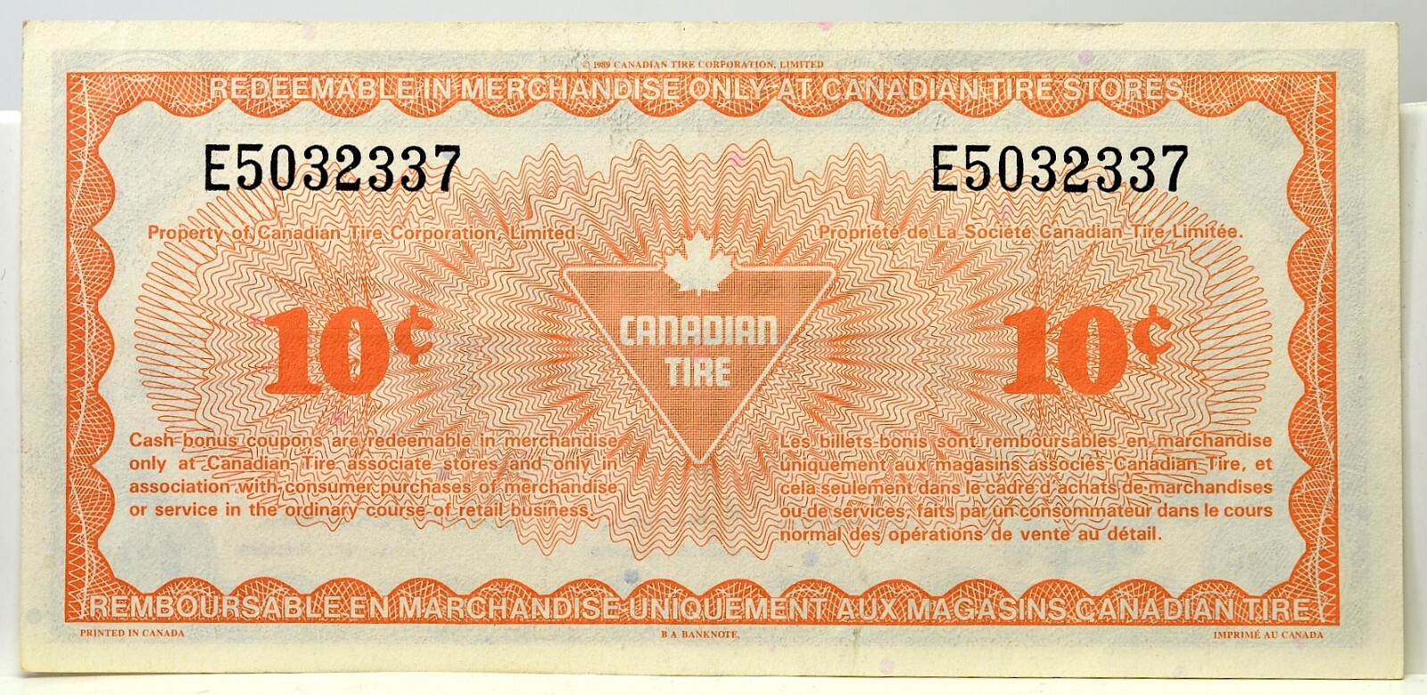 CANADIAN TIRE CASH BONUS 10 cents eBay