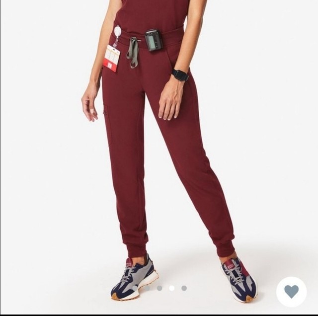 Figs High Waisted Original Zamora Jogger Scrub Pants Burgundy Size- Large  for sale online | eBay