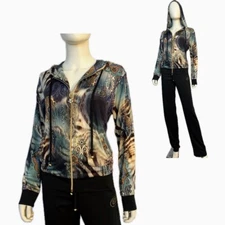 NWT WOMEN'S LYCRA TRACKSUIT 2PC SET HOODED JACKET/BLACK PANTS ZIPED LOUNGEWEAR