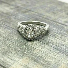Art Deco Vera Wang Lab Created Diamond Wedding 925 Sterling Silver Ring For Her