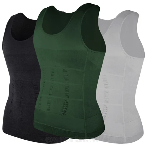 Herren 3er-Pack Schlank Body Shaper Haltung Korrektur Weste Bauch Kompression Tops USA - Bild 51 von 56