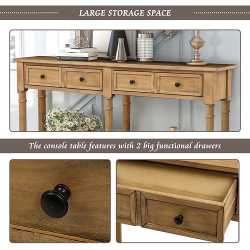 TREXM Console Table with Storage Drawers and Shelf for Living Room - Picture 11 of 12