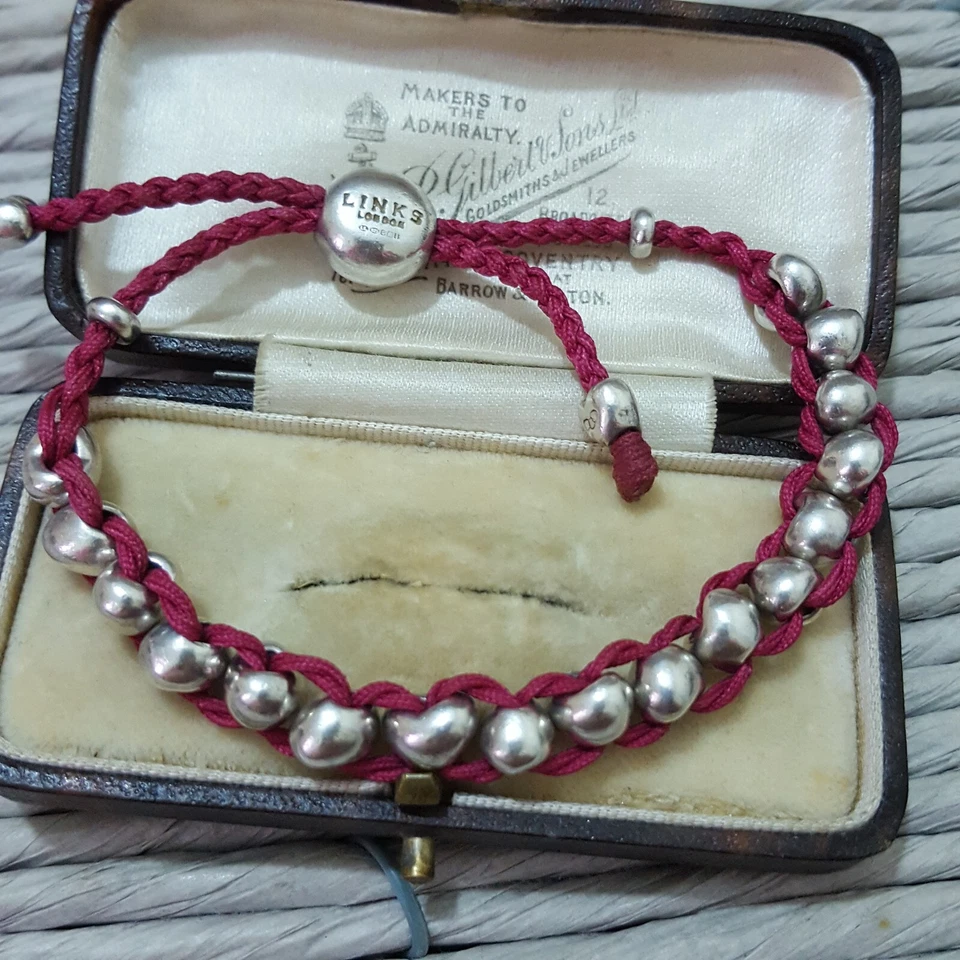Links Of London 925 Sterling Silver Bracelet,Pink Friendship Bracelet, Authentic - Image 2 of 4