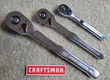 Craftsman 3 Pc LOW PROFILE Ratchet Socket Wrench Set 1/2" 3/8" & 1/4" Dr