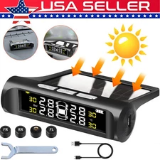 Wireless Solar TPMS LCD Car Tire Pressure Monitoring System + 4 External Sensors