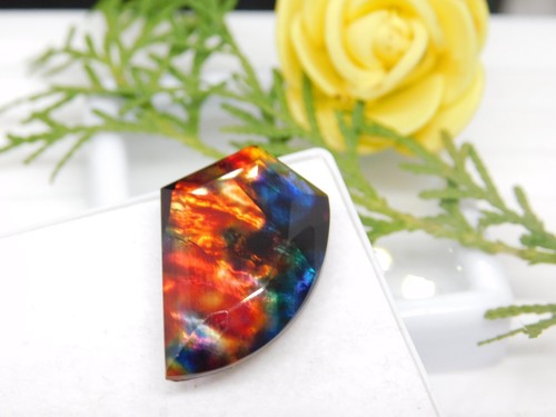 17.4Ct Certified Natural Fancy Cut Ammolite Opal-Like Organic loose Gemstone - Imagen 4 de 5