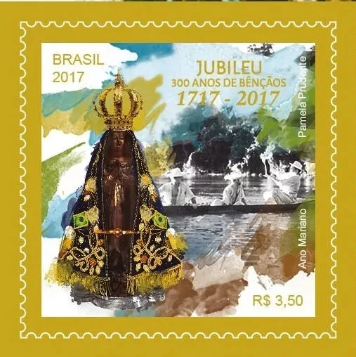 APARECIDA 300 anos Brasil 2017 ouro metálico, coroas, pesca, religião, santos - Imagem 2 de 3
