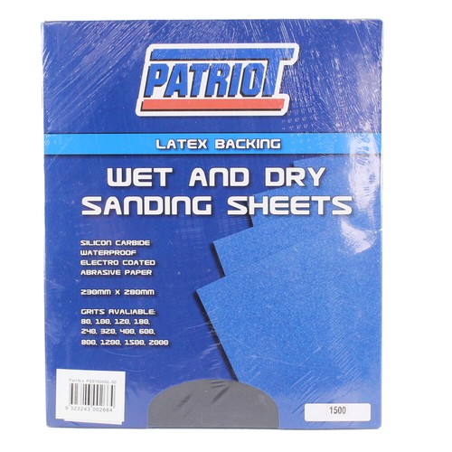 Wet & Dry Sanding Sheets 1500 Grit 230mm x 280mm Pack of 50 Sheets - Picture 2 of 4