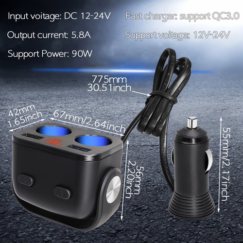 Auto KFZ 2-Fach USB Handy Adapter Zigarettenanzünder Verteiler Buchse Steckdose - Bild 4 von 9