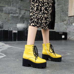 Para Mujeres Moda Charol Tacones De Bloque Zapatos Botas al tobillo con  Cordones Casual | eBay