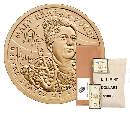 2025 D UNZIRKULIERT SACAGAWEA INDIANER GOLDENE $1 DOLLAR MÜNZE für MÜNZBEUTEL