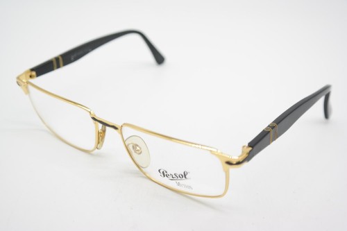 Vintage Glasses Persol MARTE Gold Black Rectangular Frames Eyeglasses - Picture 3 of 6