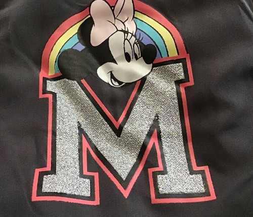 Girls' Disney Varsity Minnie Mouse Unicorn Zip Front Bomber Track Jacket Gray XL - Picture 7 of 8
