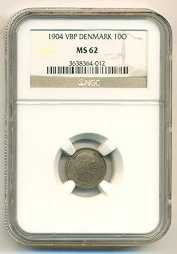 Denmark Silver 1904 VBP 10 Ore MS62 NGC