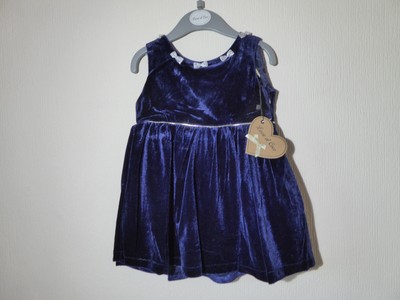 Mädchen Kleid blau Fit & Flair Velours Lucie et Coco Partykleider Boutique 6-18 Mt