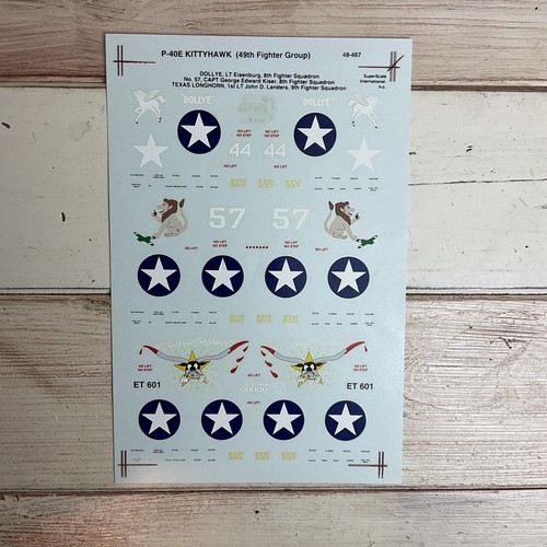 SUPER SCALE INTERNATIONAL DECALS, #48-467, P-40E Kittyhawk (49th Fighter Group). - Bild 2 von 3