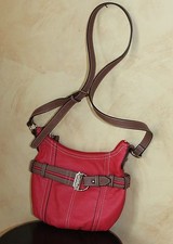 Tignanello - Qvc de Luxe Rouge + Marron Cuir Bandoulière Sac- Menthe, Carred 1X