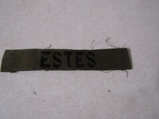 MILITARY PATCH OLDER COMBAT USED NAME TAPE OD GREEN SEW ON WITH NAME ESTES