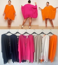 Women Long Sleeve Chiffon Batwing Kimono Top Pullover Blouse Dress One Size