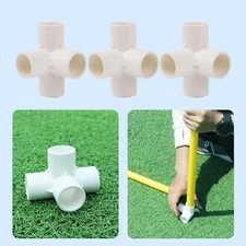 4 Way Fitting Elbow Furniture Grade Pipe Connector 3/4 Inch for Desks Set of 8