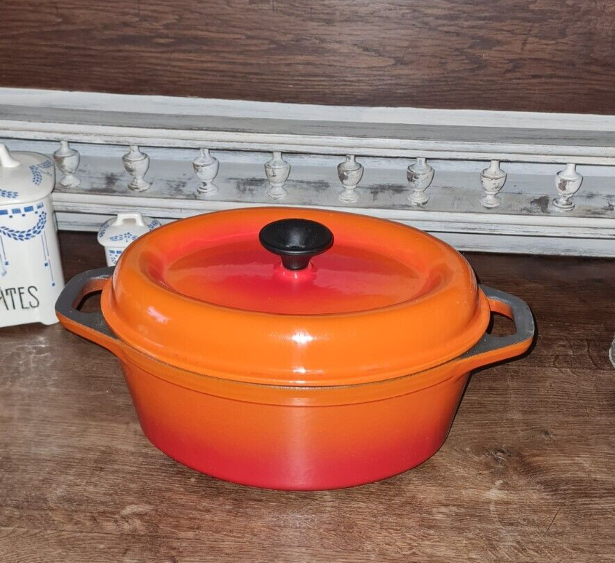 Casserole Le Creuset En Fonte Orange, Avec Couvercle – Occasion Bon état