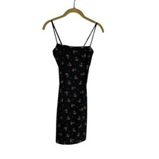Windsor Black Floral Bodycon Slip Dress XS