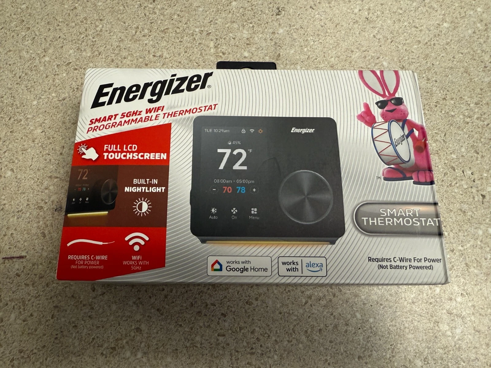 Energizer Smart 5GHz Wifi Programmable Touchscreen Thermostat ETC6-1001-BLK NEW
