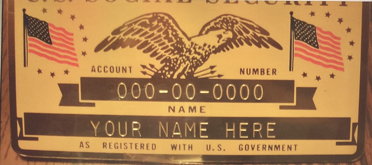 USA Flags Gold Brass Social Security Card Rare ( Can Be Engrave