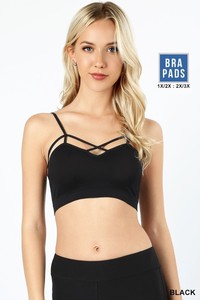 plus size criss cross caged strappy bra crop top bralette padded 1x plus size caged bralette