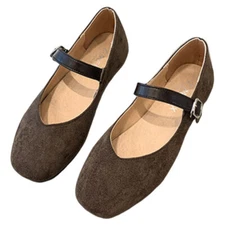 Womens Flats Slip On Mary Jane School Round Toe Comfort Pumps Girls Walking