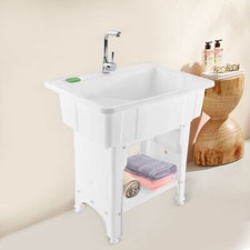 Laundry Sink Wash Tub Basement Worksite Basin Utility Sink Freestanding W/Faucet