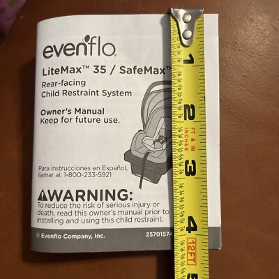 OWNER'S MANUAL for Evenflo LiteMax 35 SafeMax Child Infant Seat Store In  Seat | eBay