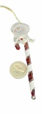 Vintage Snow Man Candy Cane Christmas Ornament