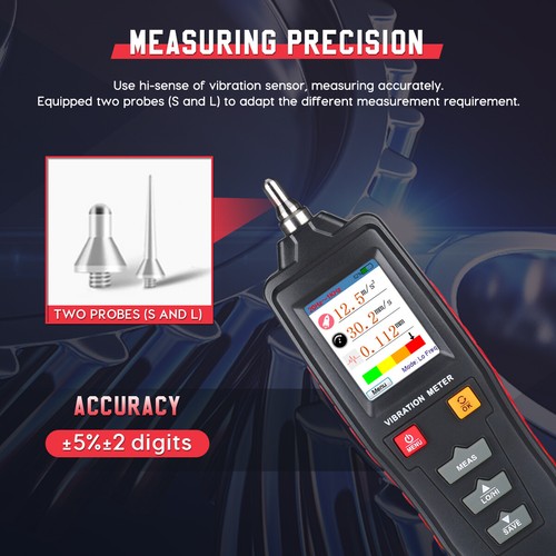 Vibration Meter Tester Vibrometer Acceleration Velocity Displacement Screen Flip - Picture 3 of 10
