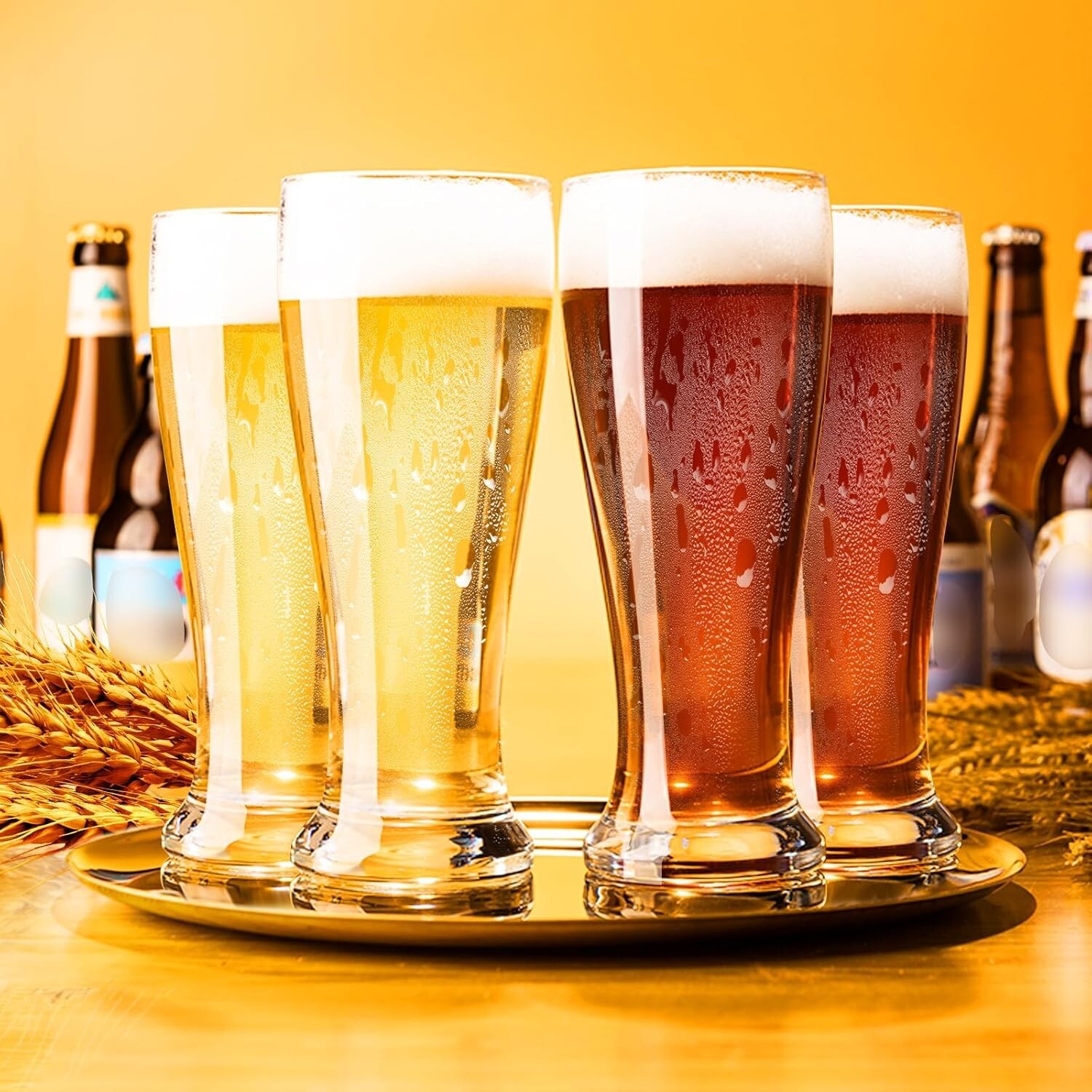 Beer Glasses 16 oz Pint Glasses Set of 4 Pilsner Beer Glasses Wheat Beer Glass