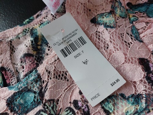 NWT Justice Girls Top Pink Butterfly Lace Built-In Cami Size 7 (R4) - Picture 3 of 5