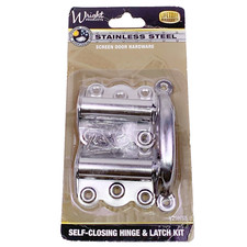 Wright Screen Door Hardware Stainless Steel Self Closing Hinge & Latch Kit NEW