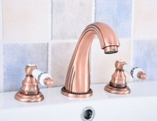 Antique Copper Three Hole 8 inch Widespread Bathroom Sink Faucet Tub Tap 2sf537