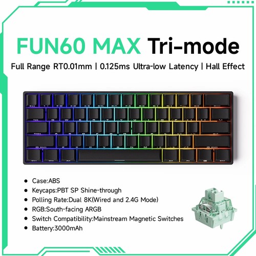 Mechanical Keyboard Magnetic Switch 60% Gaming Keyboards Rapid Trigger 0.01mm 8K - Picture 13 of 51